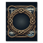 Nautical Rope Lighthouse Scene Frame Rug