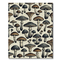 Whimsical Woodland Mushroom Earth Tone Illustration Rug