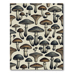 Whimsical Woodland Mushroom Earth Tone Illustration Rug