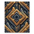 Gold and Slate Geometric Step Abstract Rug