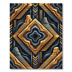 Gold and Slate Geometric Step Abstract Rug