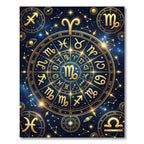 Celestial Golden Zodiac Constellation Map Rug