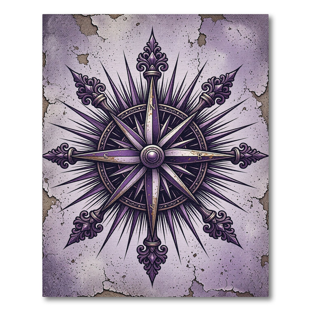 Ornate Purple Compass Rose Rug