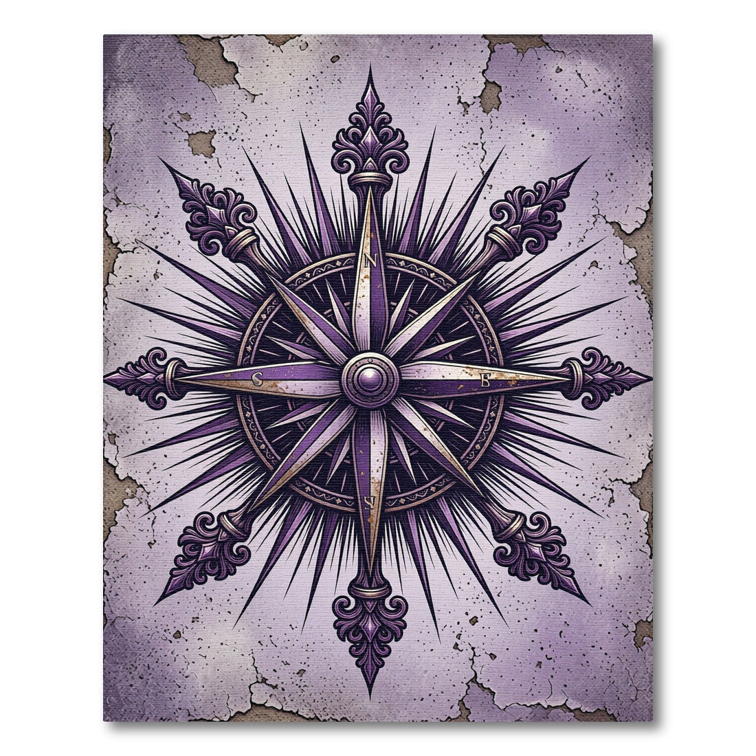 Ornate Purple Compass Rose Rug