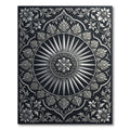 Silver Floral Sunburst Mandala Rug