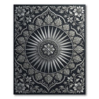 Silver Floral Sunburst Mandala Rug