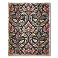 Rosy Pink Black Floral Damask Rug