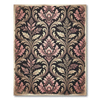 Rosy Pink Black Floral Damask Rug