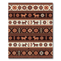 Earthy Terracotta Folk Floral Animal Stripe Rug
