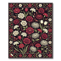 Rich Crimson Floral Garden Botanical Rug