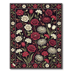Rich Crimson Floral Garden Botanical Rug