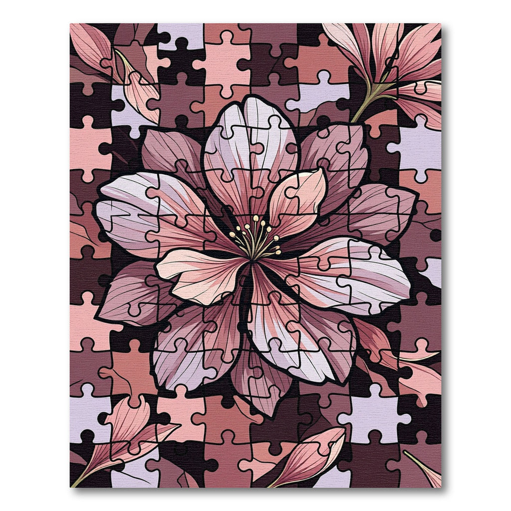 Mauve Puzzle Flower Blossom Rug