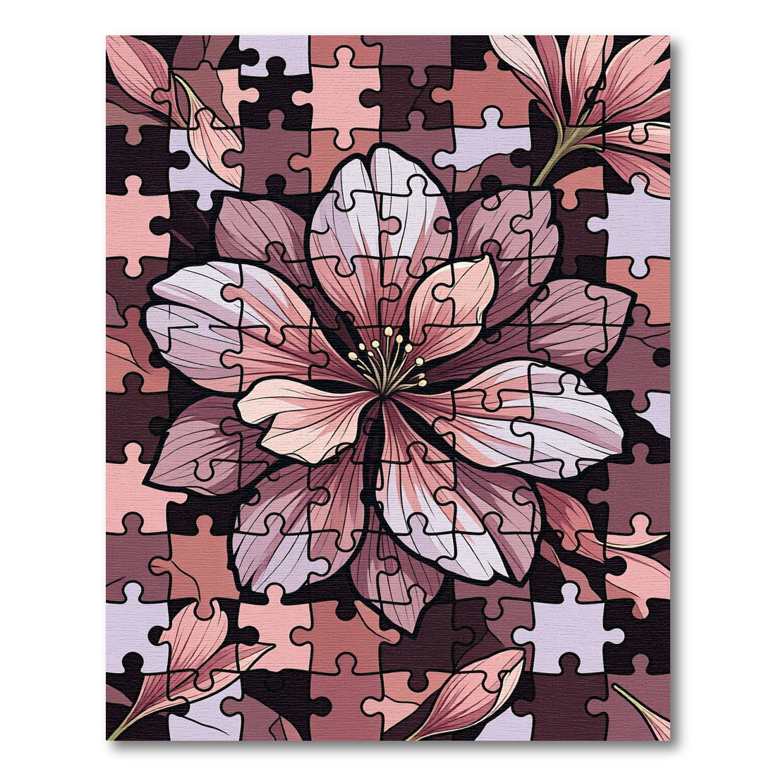 Mauve Puzzle Flower Blossom Rug