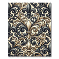 Elegant Gold and Charcoal Fleur-de-lis Rug