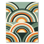 Mid-Century Retro Arched Teal Orange Rug
