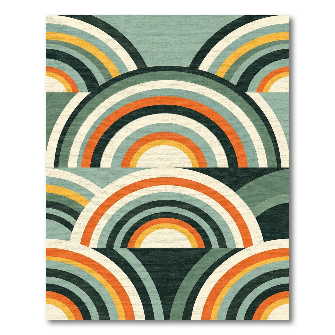 Mid-Century Retro Arched Teal Orange Rug