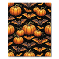 Spooky Pumpkin and Bat Halloween Art Rug