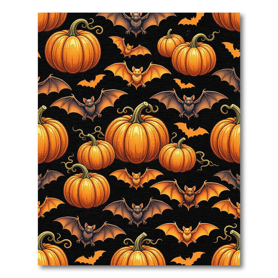 Spooky Pumpkin and Bat Halloween Art Rug