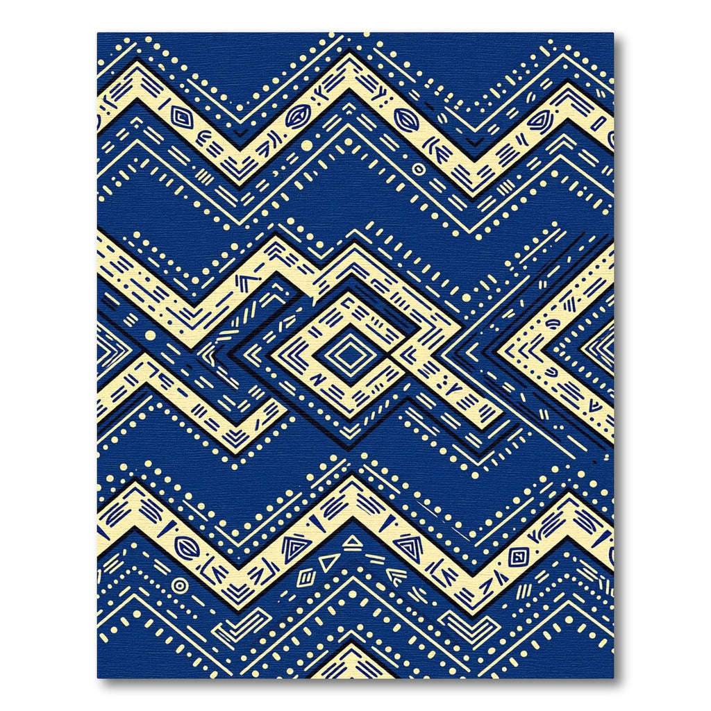 Indigo Geometric Zigzag Diamond Accents Rug