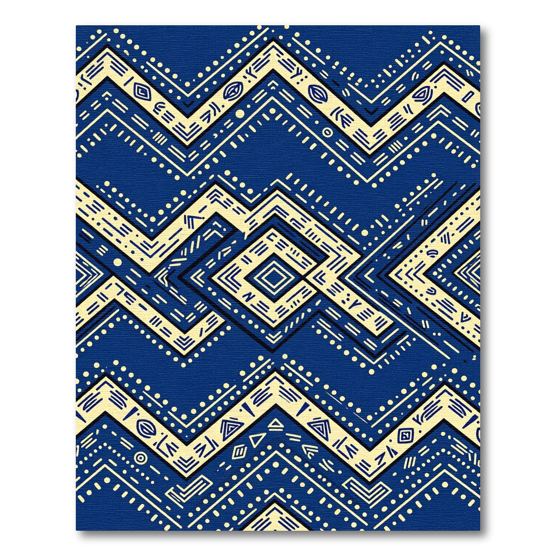Indigo Geometric Zigzag Diamond Accents Rug