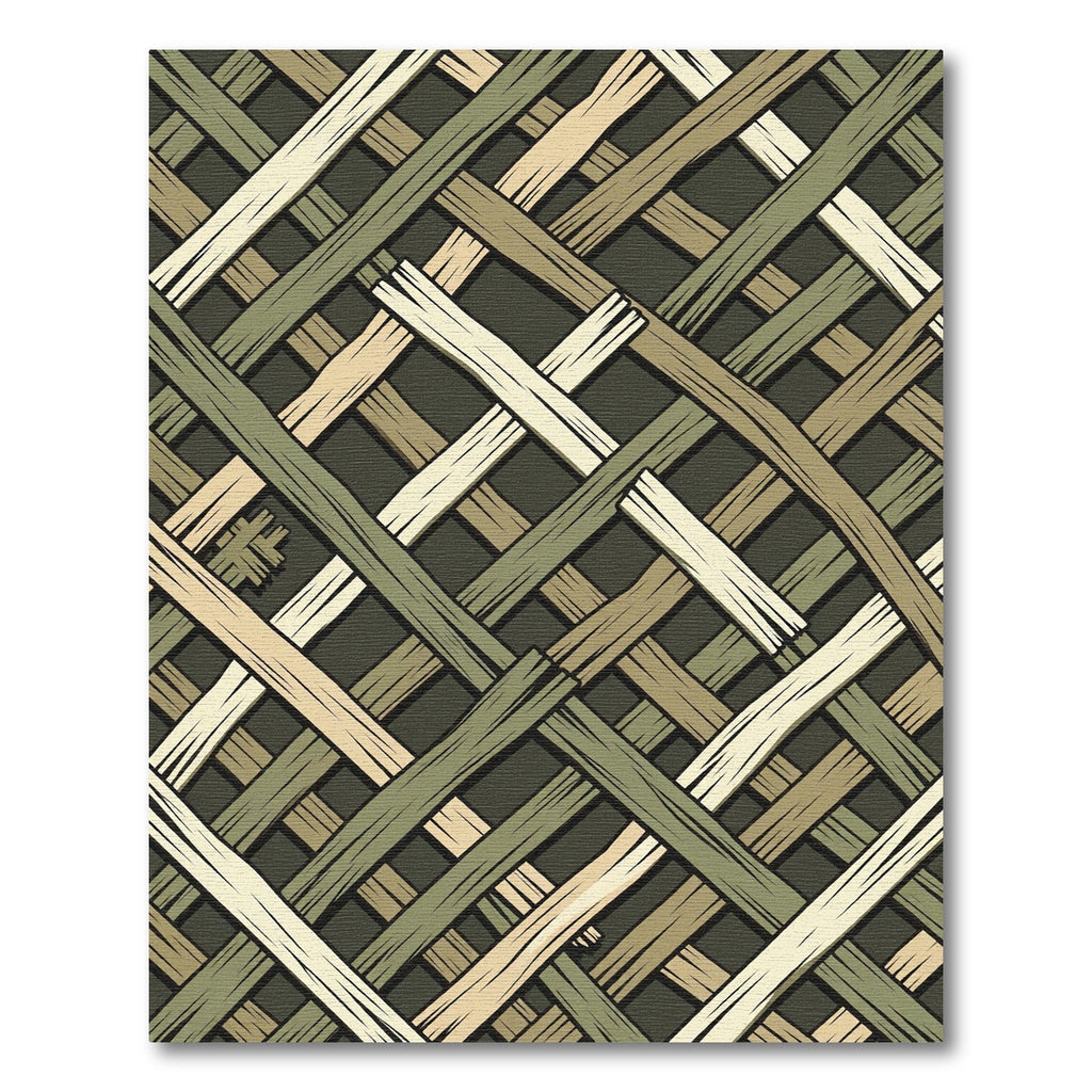 Layered Sage Olive and Cream Woven Grid Rug