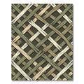 Layered Sage Olive and Cream Woven Grid Rug