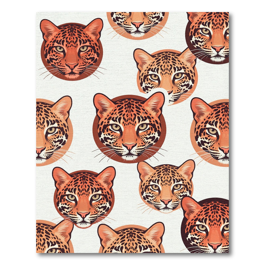 Bold Golden Leopard Face Repeat Rug