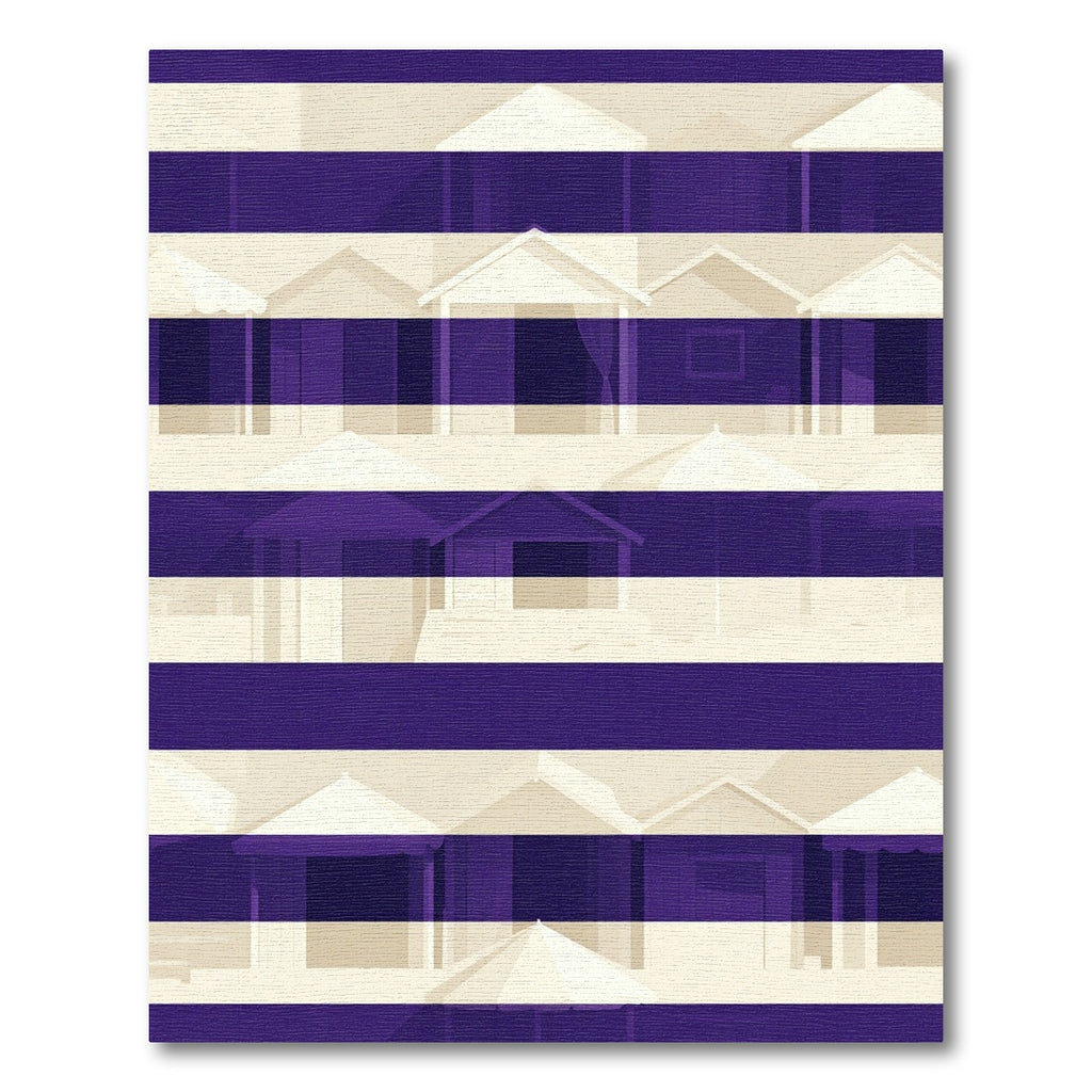 Striped Beach Hut Scene Rug