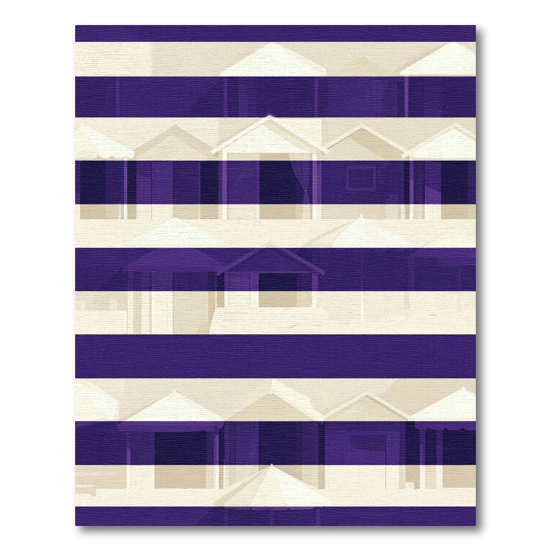Striped Beach Hut Scene Rug