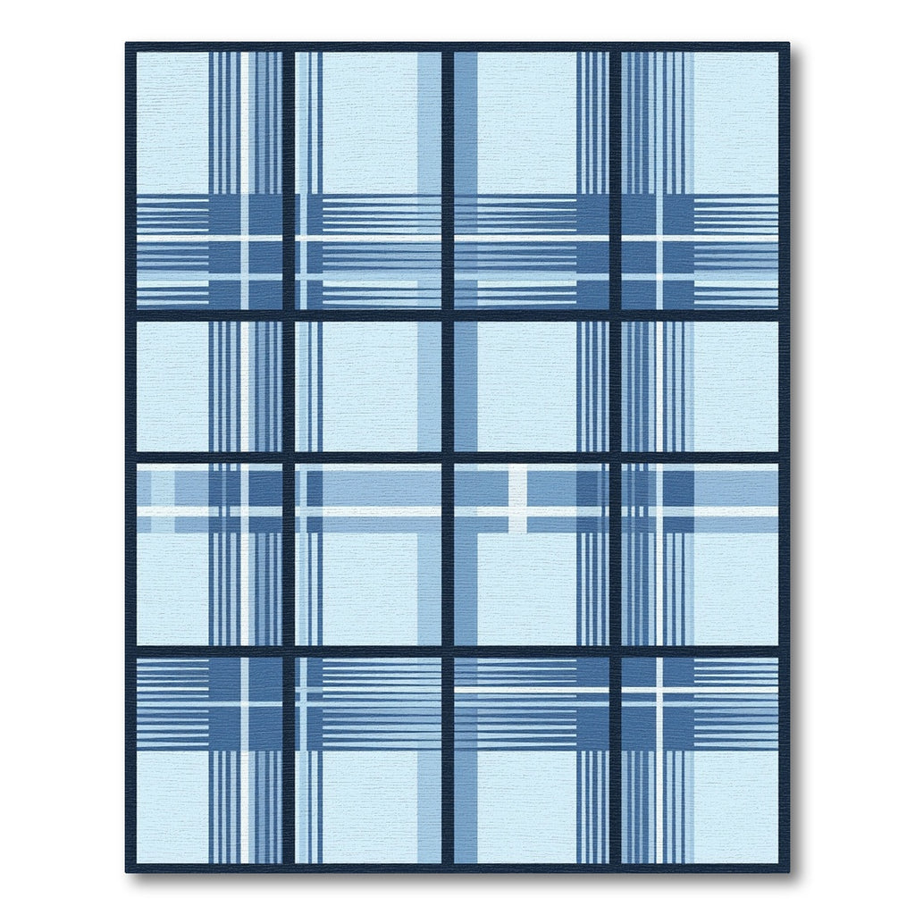 Light Blue Grid Plaid Check Rug