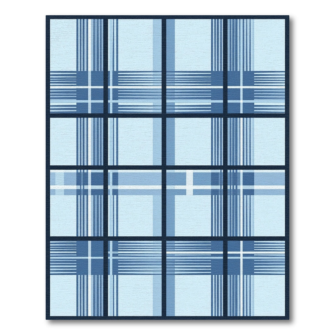 Light Blue Grid Plaid Check Rug