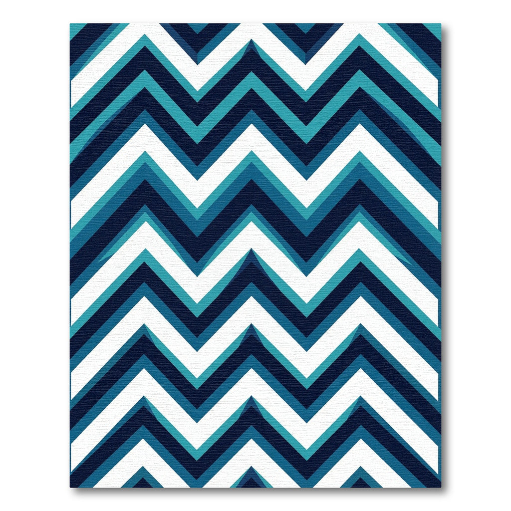 Modern Teal and Navy Zigzag Chevron Rug