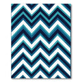 Modern Teal and Navy Zigzag Chevron Rug