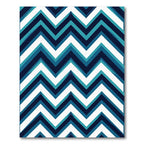 Modern Teal and Navy Zigzag Chevron Rug