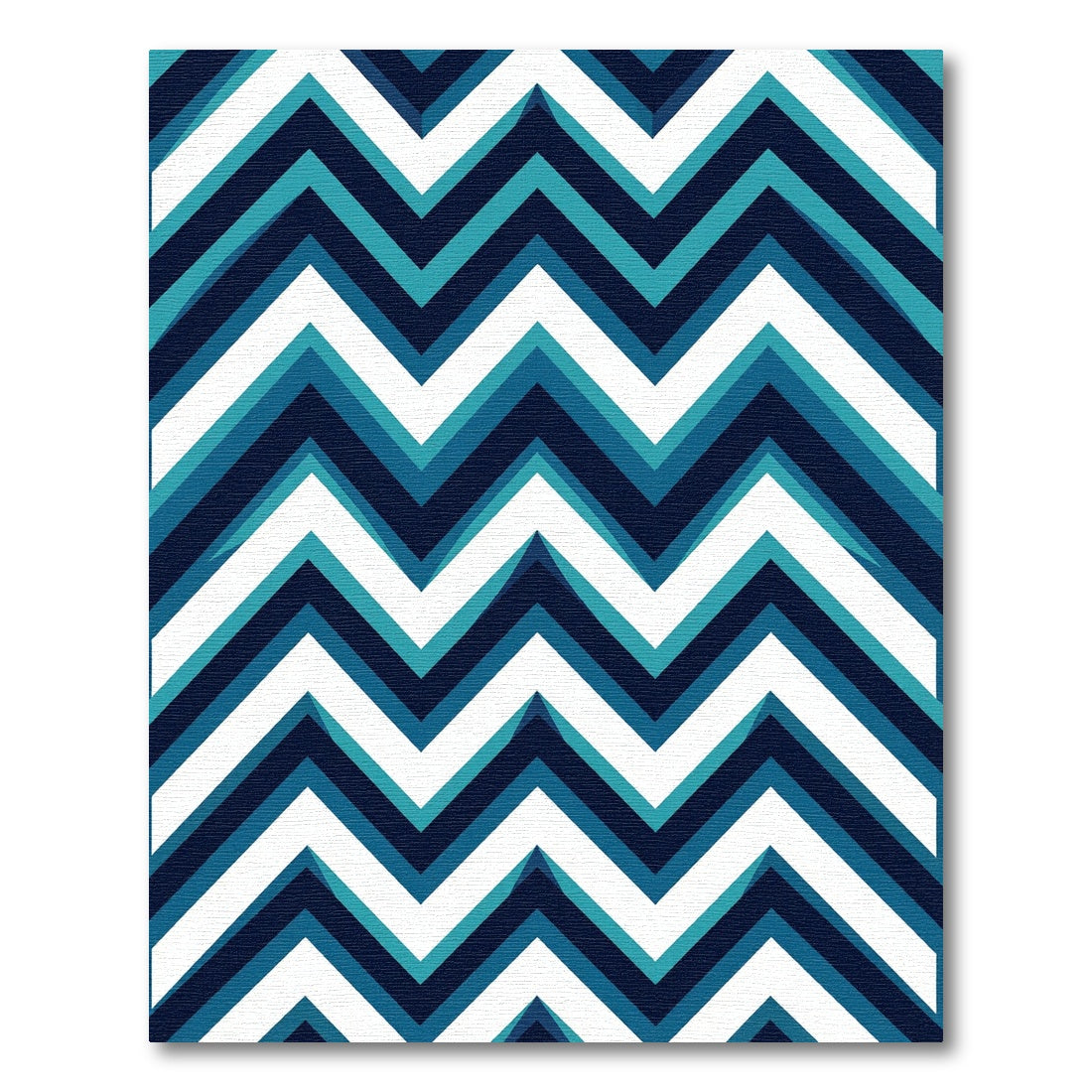 Modern Teal and Navy Zigzag Chevron Rug