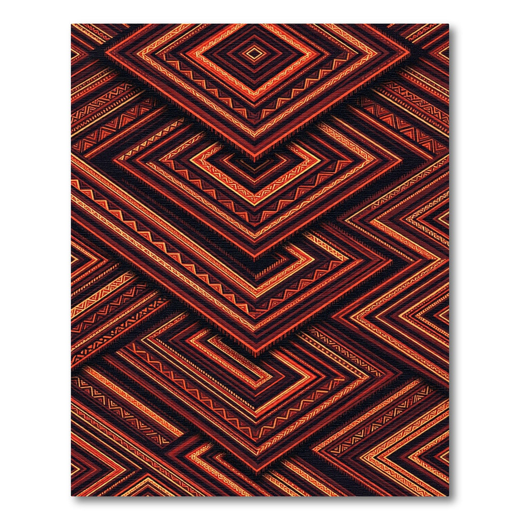 Tribal Geometric Zigzag Brown Rug