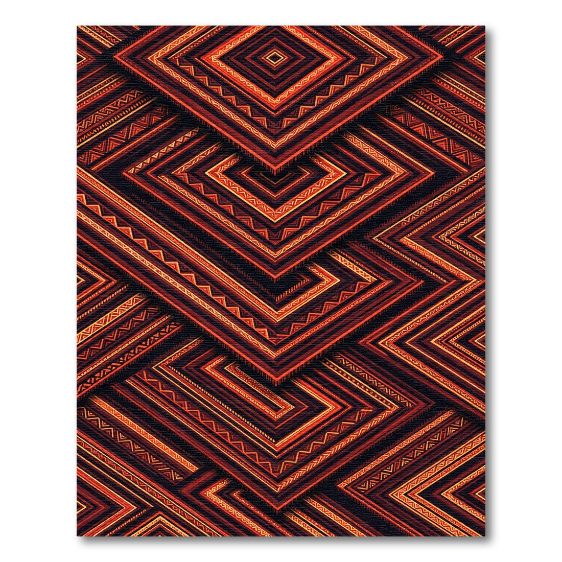 Tribal Geometric Zigzag Brown Rug
