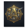 Steampunk Industrial Golden Letter Ornament Rug