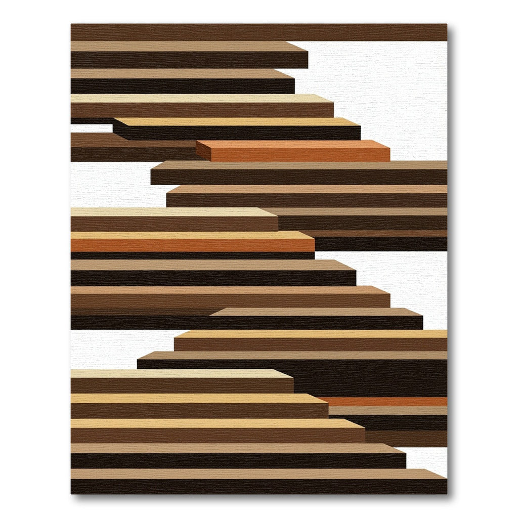 Brown Gradient Stacked Steps Rug