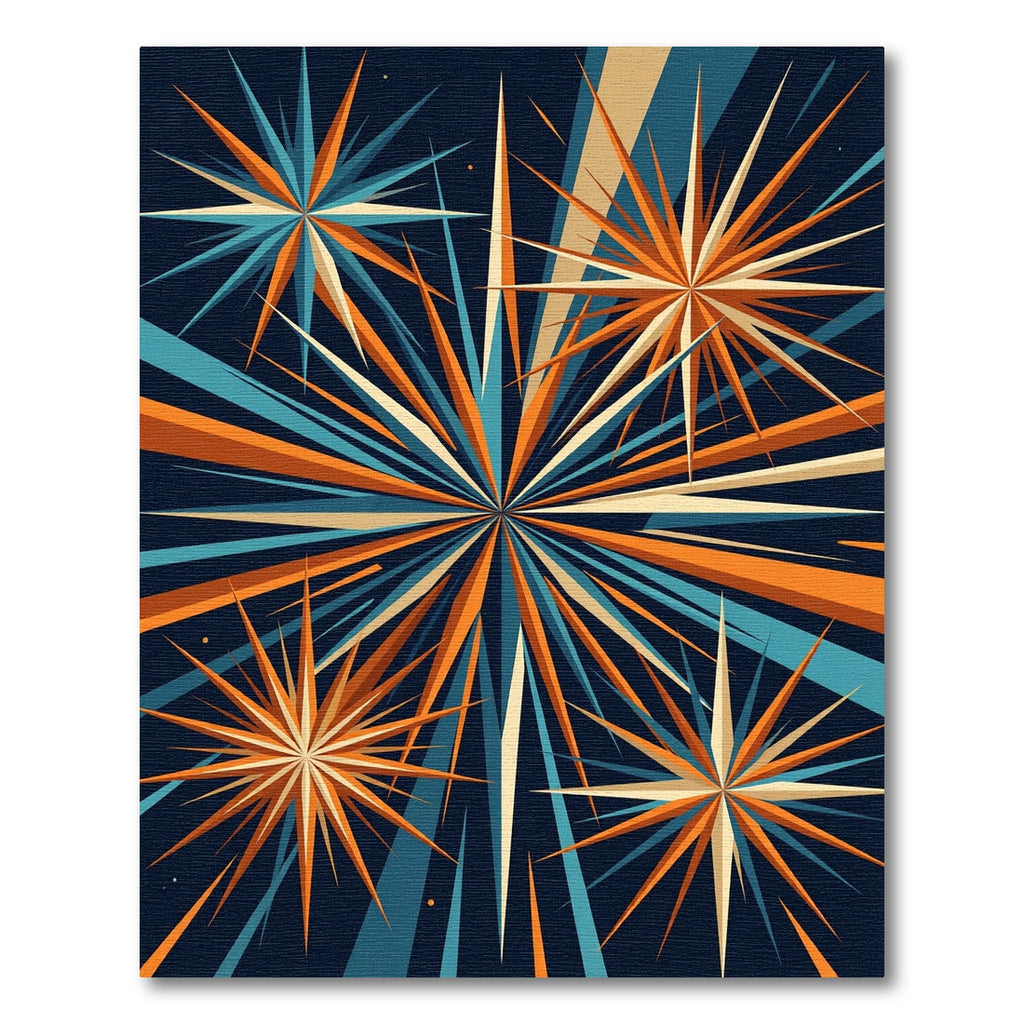 Retro Mid Century Burst Star Rug