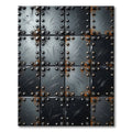Industrial Steel Riveted Metal Grid Rug