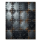 Industrial Steel Riveted Metal Grid Rug