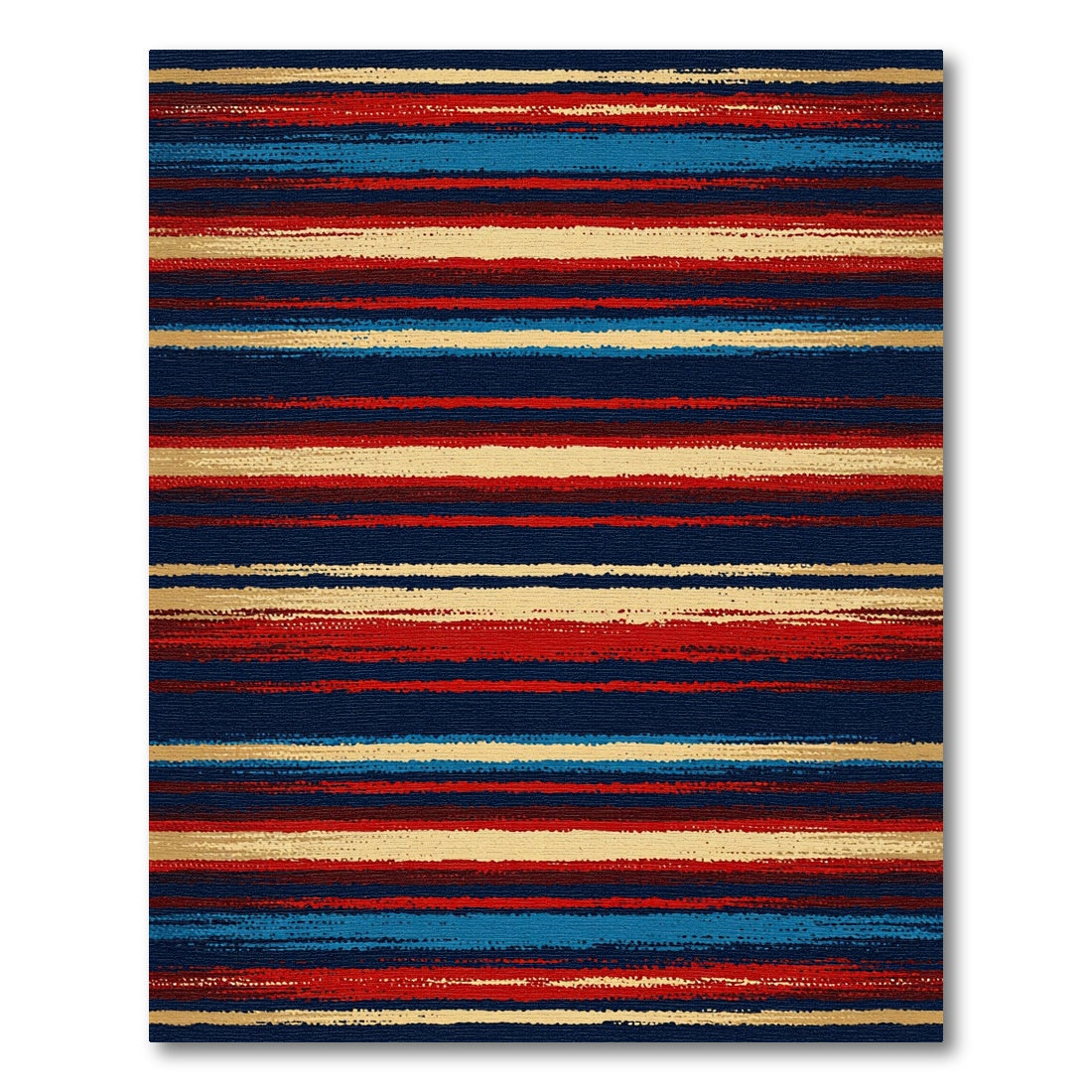 Bold Red Blue and Golden Stripes Rug