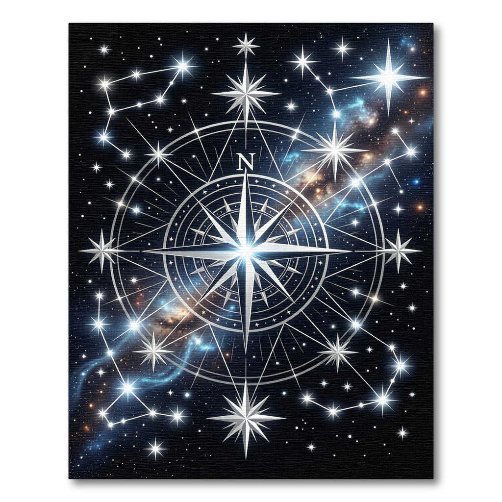Cosmic Celestial Star Compass Rug