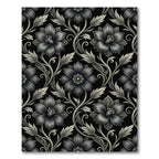 Monochromatic Floral Vine Scroll Rug
