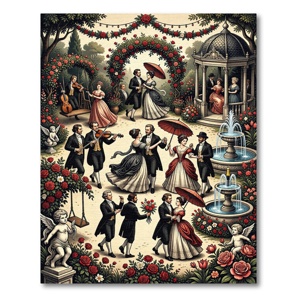 Regal Garden Romance Vintage Ball Scene Rug