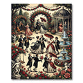 Regal Garden Romance Vintage Ball Scene Rug