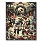 Regal Garden Romance Vintage Ball Scene Rug