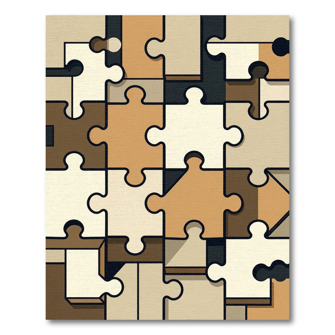 Neutral Jigsaw Puzzle Composition Rug