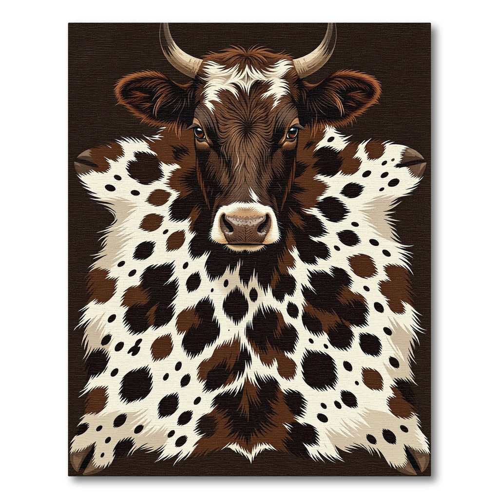 Rustic Brown Spotted Cowhide Portrait Rug